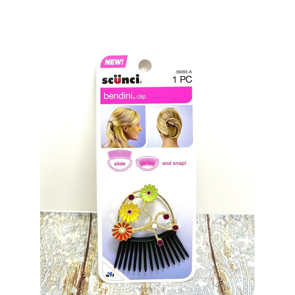 Scunci Bendini w/ Flower Snap Comb Hair Clips - Slide & Snap